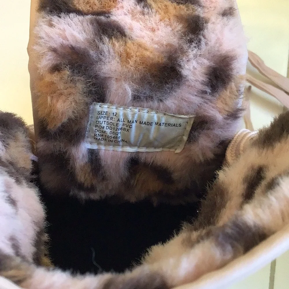 ‘Olivia Miller Girl’ Blush Animal Faux Fur Combat Boots